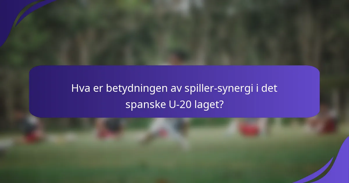 Hva er betydningen av spiller-synergi i det spanske U-20 laget?