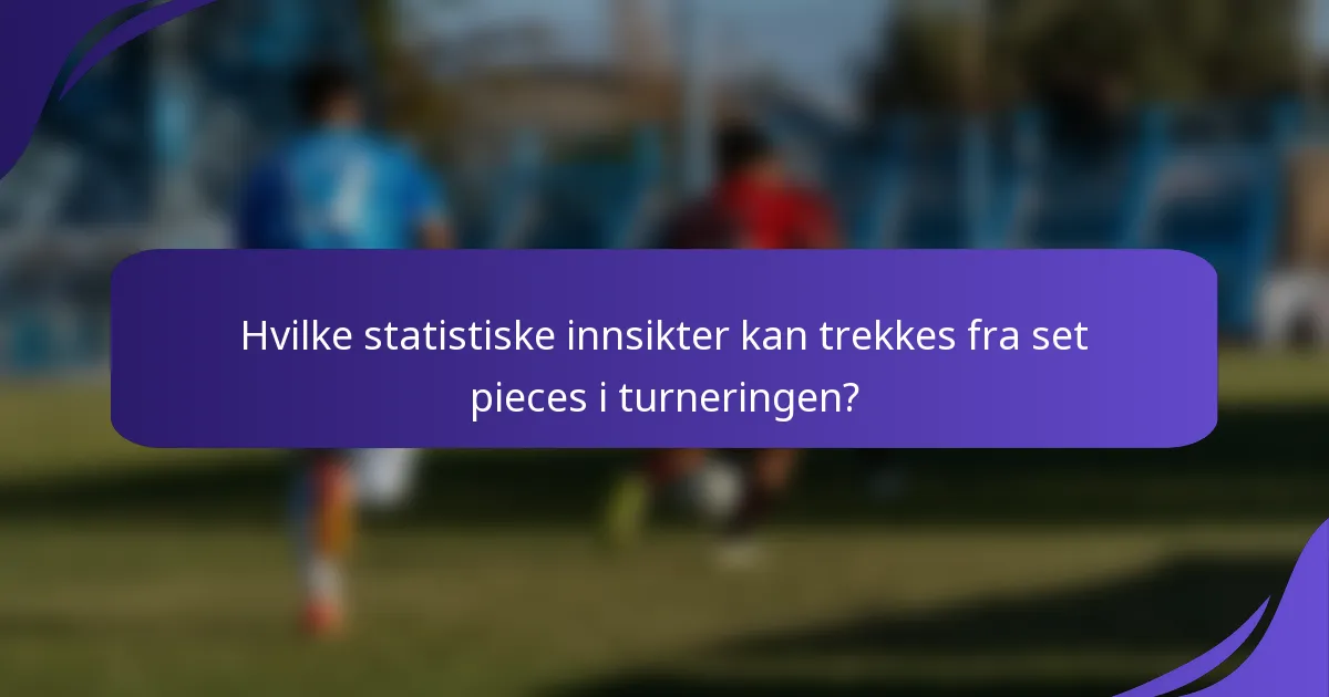 Hvilke statistiske innsikter kan trekkes fra set pieces i turneringen?